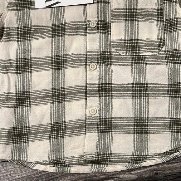 Zara cotton shirt baby boy 12-18 months new plaid khaki ecru - Picture 8 of 9